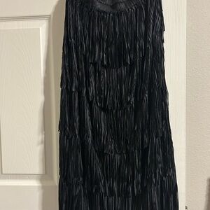 ILLA ILLA Black Fringe A-Line Skirt